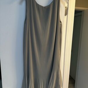 Light Gray Pleated, Flowy Dress